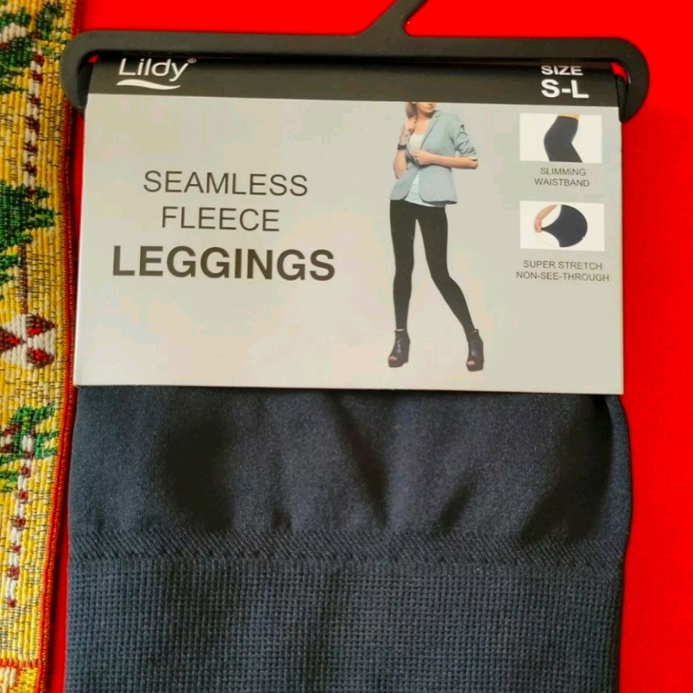 LILDY BLACK Seamless Fleece Leggings S-L Slimming